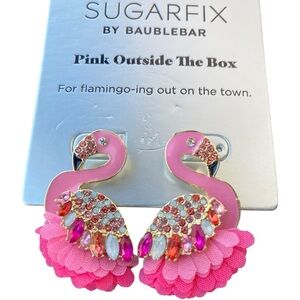 Sugarfix by Baublebar Pink Outside the Box Womens Flamingo Rhinestone Earrings